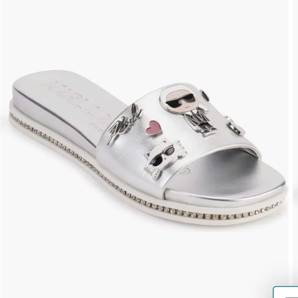 Jeslyn Stud Slide Sandal Karl Lagerfeld Paris silver 7.5 women’s